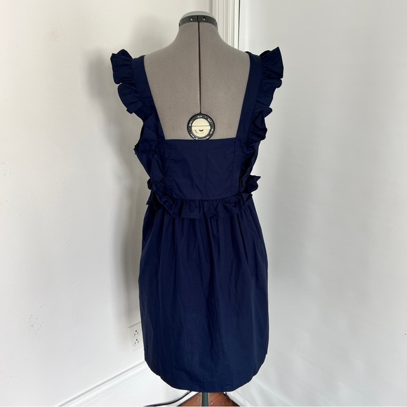 Navy white embroidered flutter sleeveless dress size large Hayden Loss Angeles - Picture 3 of 4